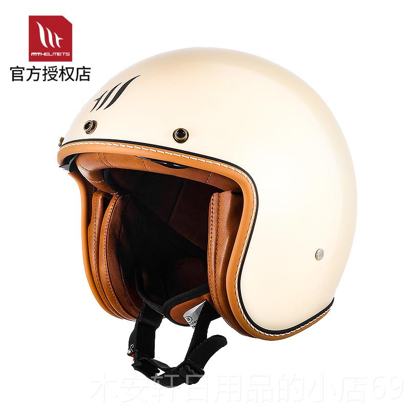 正品MT头盔摩托车复古/4半盔哈3雷机车四季双片电动车镜骑行安全图片