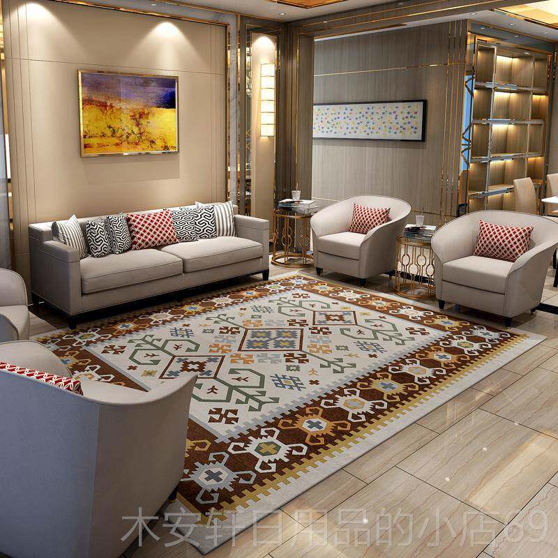 正品欧美地毯客厅编茶几毯方长形家用织灰色简约发欧式沙卧室地垫