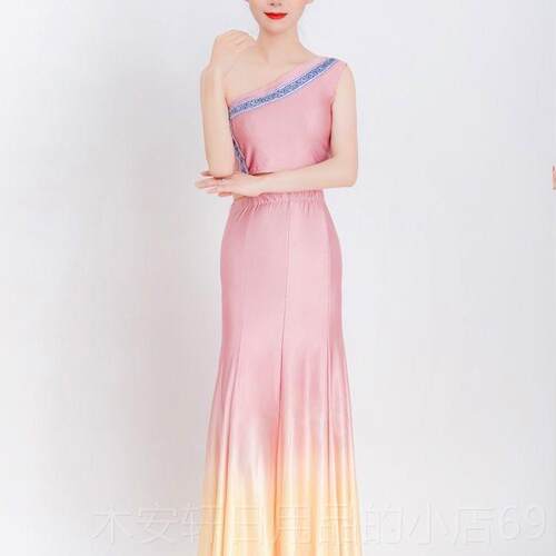正品 新款傣族舞蹈服装儿童成人孔雀舞考鱼尾练半身裙艺舞蹈服功