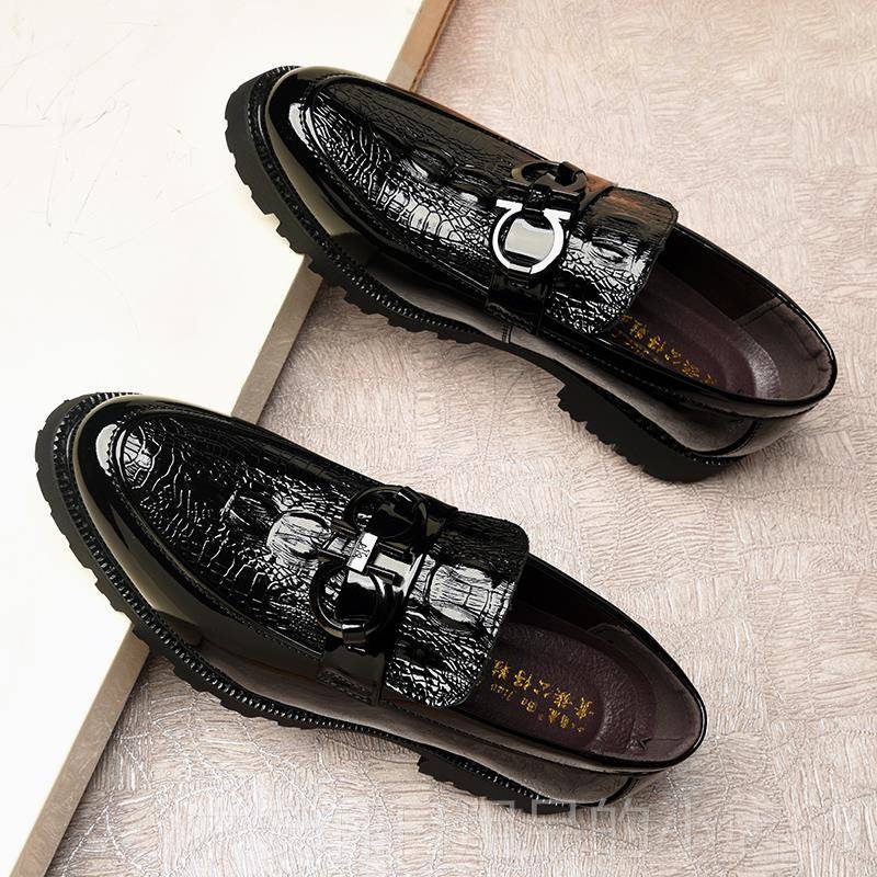 正品202发5新士款春季男休闲亮皮鞋子师韩版英伦皮鞋男夜型场男鞋