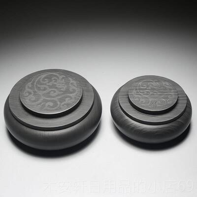 正品非遗安徽歙砚 火锅砚寸4寸5寸6寸8精工墨海 龙盖尾山坑水波纹