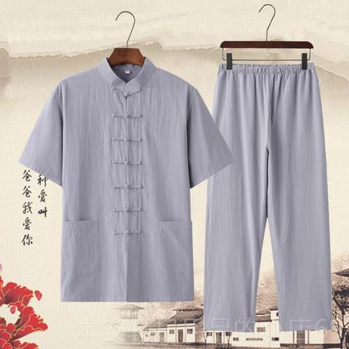 正品士夏季棉复麻古中式国风长短袖唐段装男女茶禅道居八锦练功太