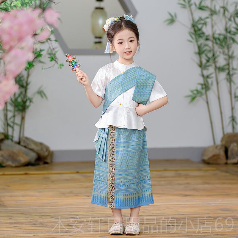 正品男装童傣族服季儿夏童少数族风民演出服女孩云南西双版纳泰国图片