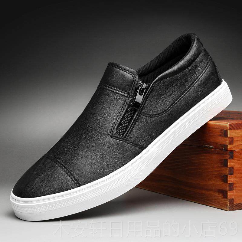 正品2闲024冬季男新款鞋子潮鞋休皮鞋懒一人脚蹬韩版潮流百搭板鞋