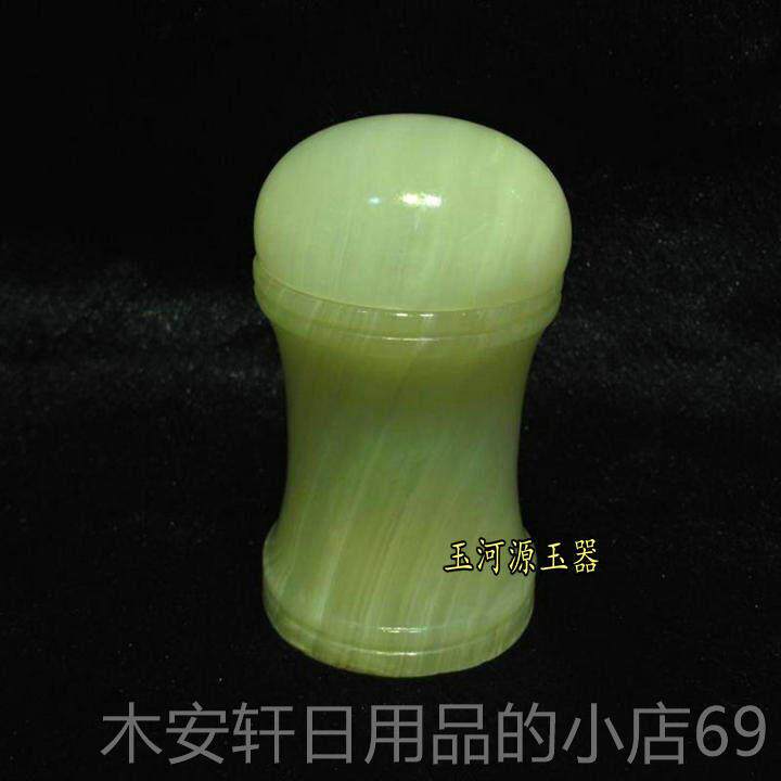 正品迷你牙签盒子天然石阿富汗白玉玉石雕筒制盖头牙签罐石带无缝