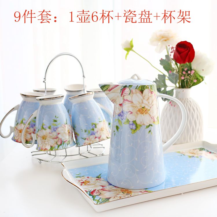 骨瓷水具套装杯壶陶瓷冷水冷水杯子套装耐热家用茶具套组结婚礼盒