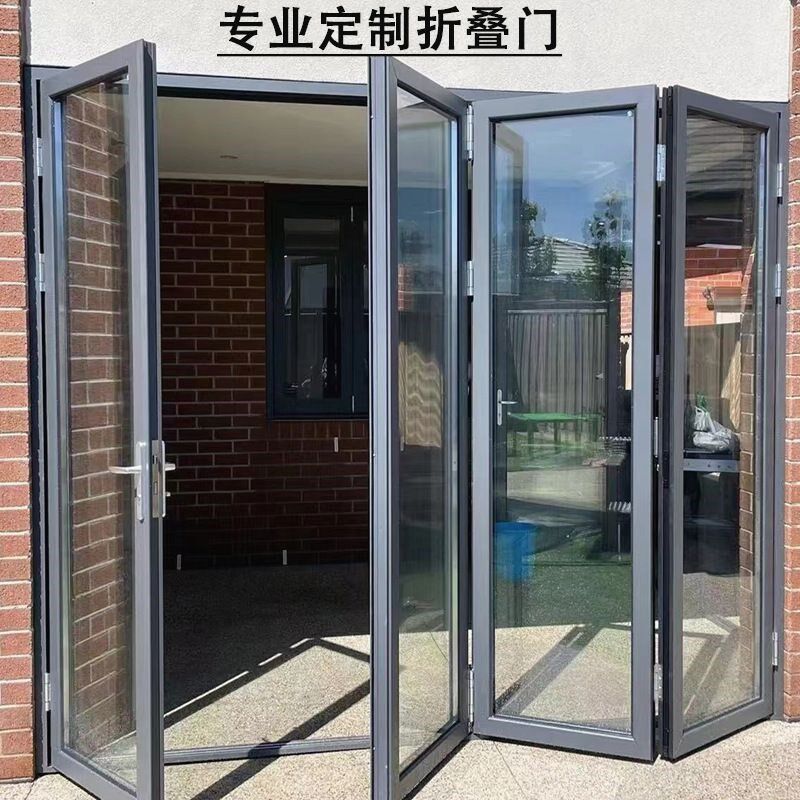 重型推拉门断桥铝折叠室外商铺洗车房车库门面阳台隔断玻璃折叠门