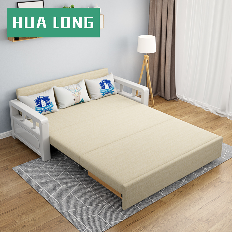 可折叠沙发床推拉两用 多功能实木沙发床 人小户型客厅折叠床