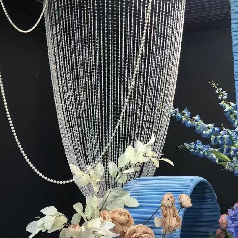 新款压克力水晶珠帘吊灯婚庆酒店宴会厅悬吊式天花板珠帘创意婚庆