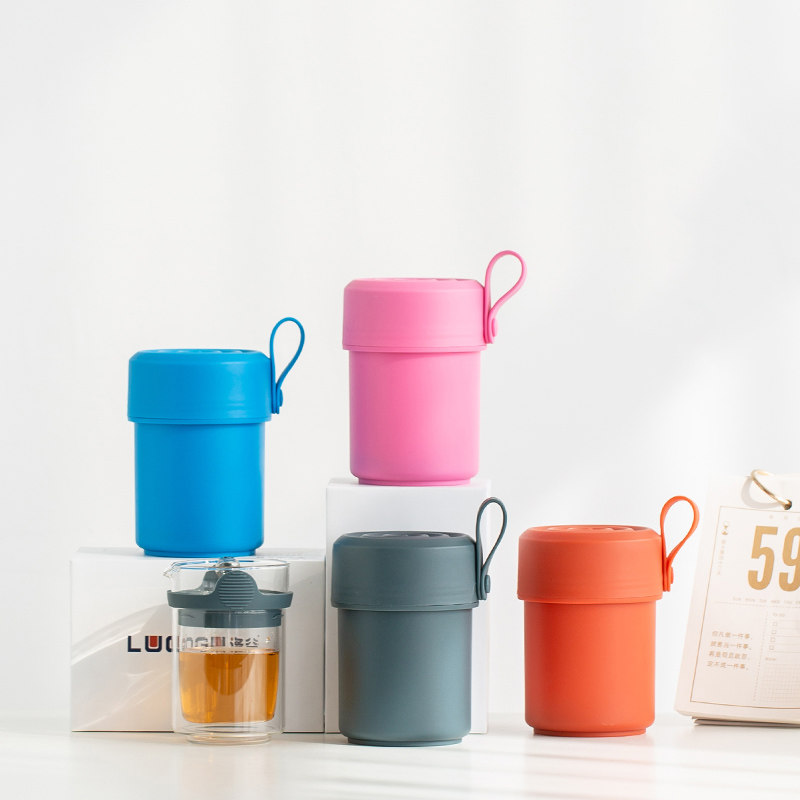 洛谷泡茶器一壶一杯旅行茶具便携耐热玻璃办公家用泡茶壶茶杯套装