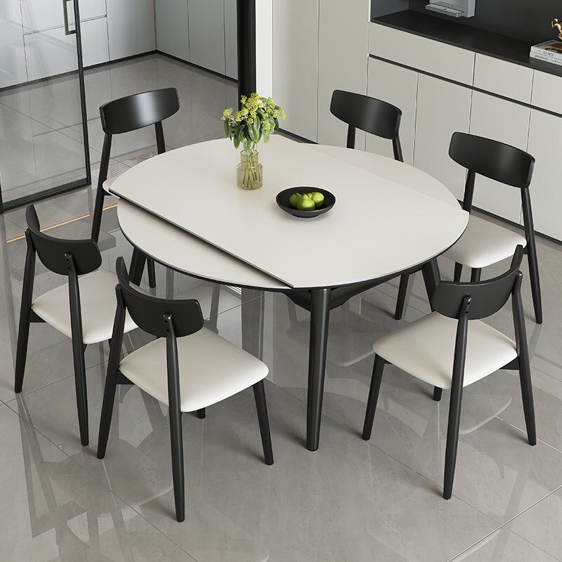 馨佰利岩板餐桌椅组合2024新款家用小户型现代简约可变圆桌伸缩款