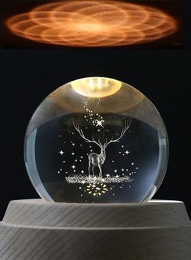 一鹿有你创意摆件家居饰品客厅装饰办公室桌面音乐盒水晶球治愈女