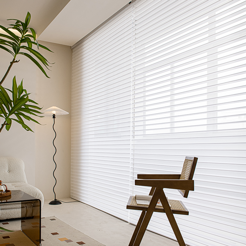 香格里拉窗帘电动免打孔全遮光阳台书房卧室卫生间百叶窗帘柔纱帘