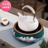 手绘陶瓷电陶炉不挑壶静音煮茶炉银壶铁壶铜壶烧水炉线控桌面式