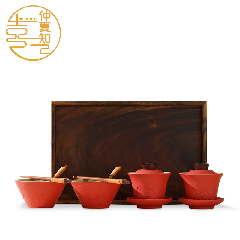 仲夏知己结婚敬茶杯喜碗筷套装一对婚礼陪嫁敬酒改口喜杯陶瓷对碗