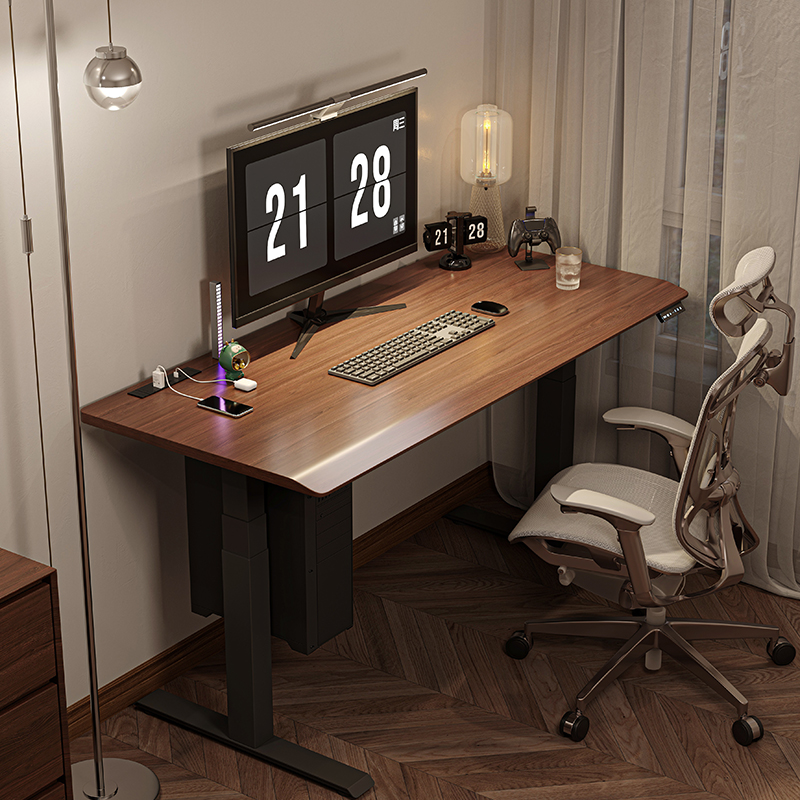 尚孜电动升降桌实木办公书桌可升降桌腿智能工作台学习电竞电脑桌
