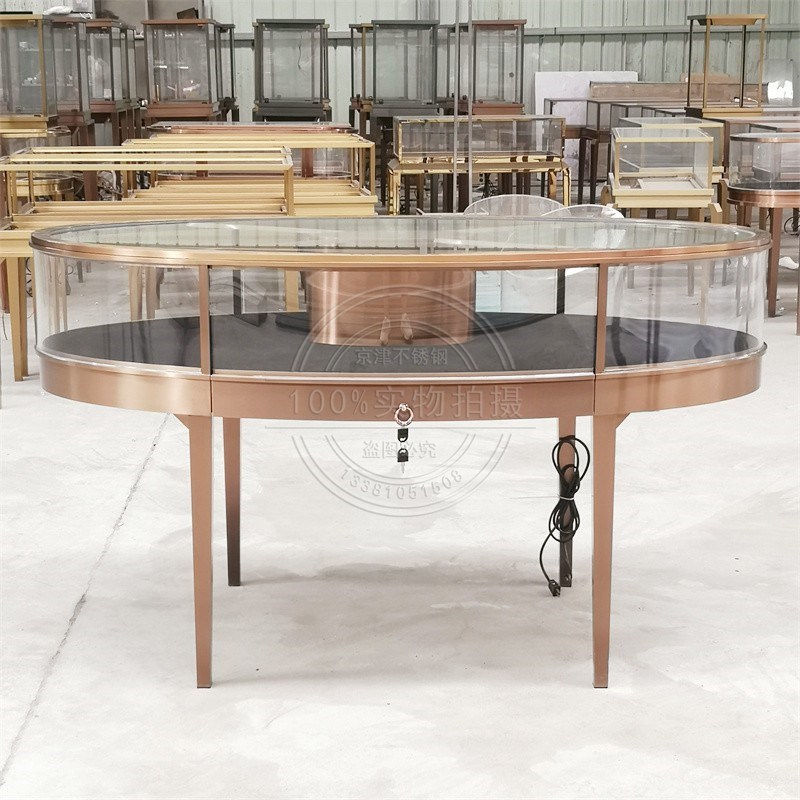 珠宝展示柜衣帽间中岛柜新款圆形珠宝柜饰品展柜玉石翡翠柜台