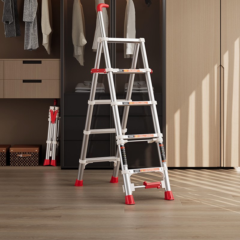 格美居人字伸缩梯加厚铝合金工程梯多功能安全稳固便携工程升降梯