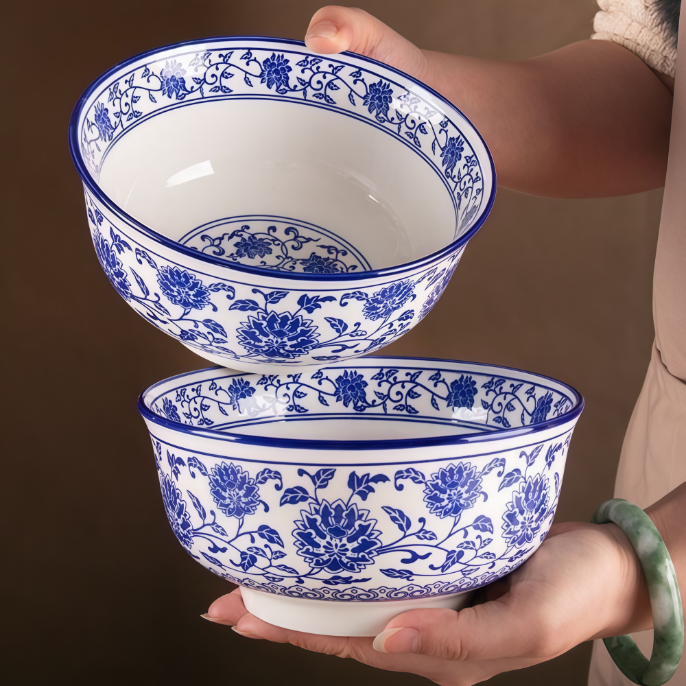 大号面碗家用加厚防烫青花吃面专用碗饭拉面碗釉下彩饭店面馆面碗