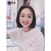 高档轻薄红蕾丝假发女短发波头造型圆脸头中分刘海网中波长发真发