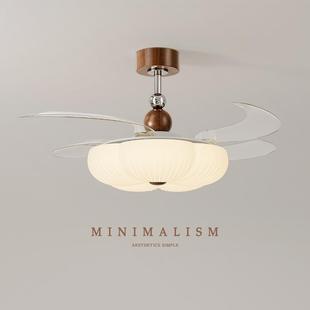 法式古风餐厅风扇灯2025新款复古高级静音隐形电风扇一体吊扇灯