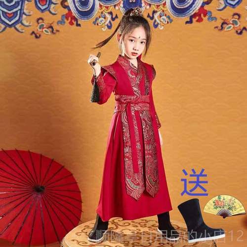 正品童汉霸服装气表演中国武侠国学服装儿童花木兰女古演出演出服