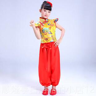 正品童打鼓服演出服装男女儿童喜庆秧歌服幼儿说唱国中红舞蹈表演