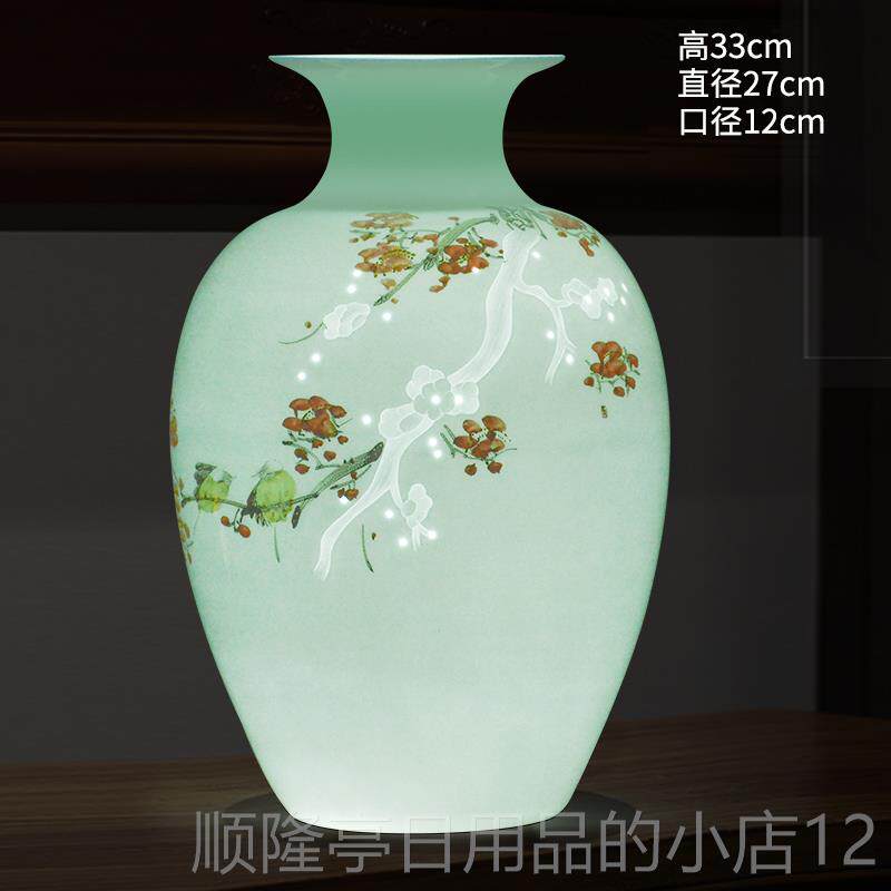 高档景德镇陶瓷器手绘薄胎半刀泥花摆瓶件中名人家居新式客酒厅装