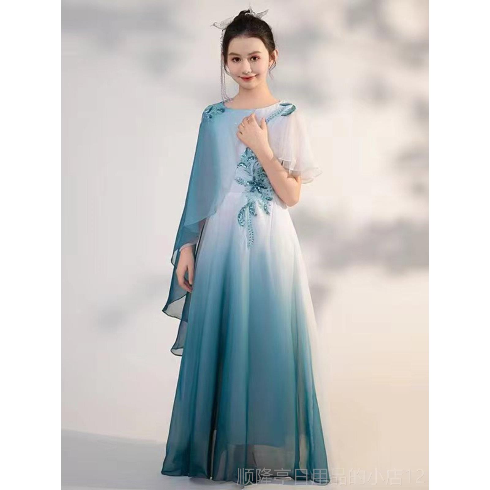 正品2024款服童礼服高端女童弹古筝演出合唱表儿演新服装中国风主图片