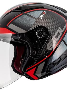 高档中国台湾SOL摩托-头盔浮世绘个性开放3/4四车季半盔式双镜片S