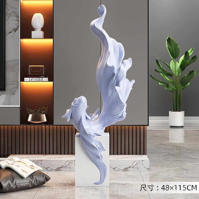 高档轻奢大气锦视开鲤客厅落地摆件茶几家居饰品电柜沙旁业乔发迁