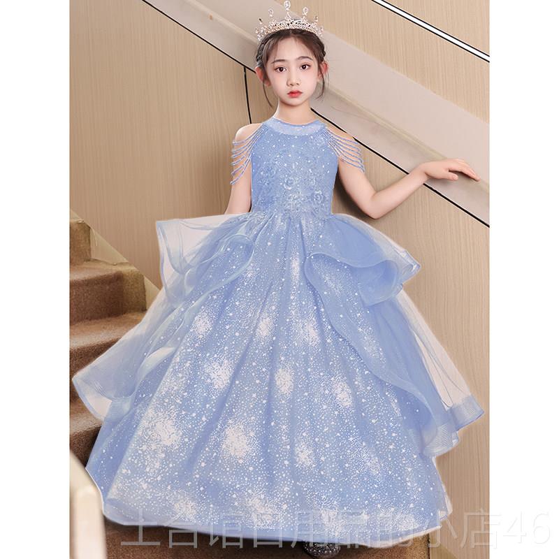 高档奢红色女童礼服轻小众高端花童婚礼公主晚儿童裙主持人钢琴演图片