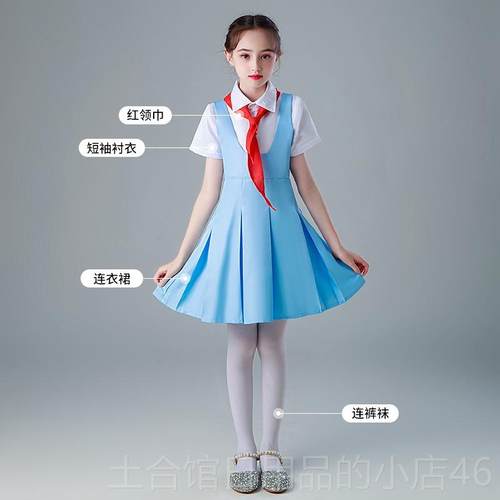 高档六一红领巾舞蹈服中小学生少先员大演合唱出服儿童蓬蓬裙表演