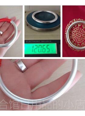 高档999纯送银手镯女古法足银光圈手工实妈心口男银手闭环妈女友