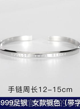 高档纯正纯银手炼男士潮韩牌抖音男银手炼式牌男士士潮潮牌设计流