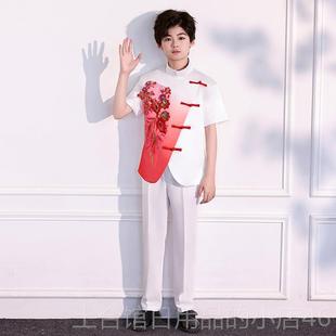 高档中礼国大合唱诗演出服风男童中山装歌朗诵表演儿童服裙女童公