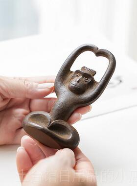 高档铸猿猴 本进口南部铁铁器 生肖猴日年开摆件瓶器马场忠宽文镇