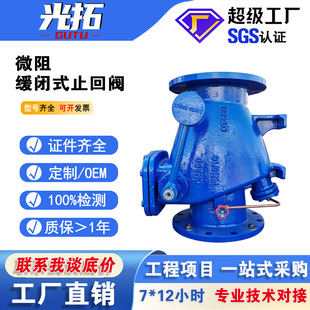 污水逆止阀 微阻缓闭止回阀H44X 水利液体铸铁单向阀 16Q 厂货