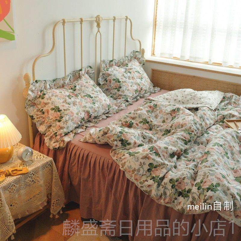 正品床魅琳梦里花开 韩式田园碎花 全棉三/四件套裙床单床笠床-上