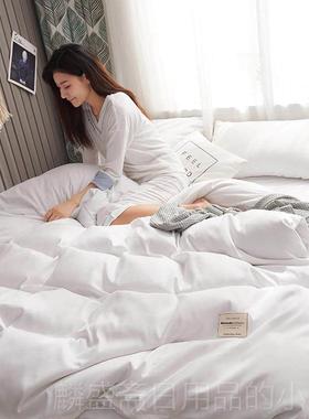 正品店i白ns北欧风白色床单4四件套民件宿酒宾馆纯色被套床笠宿舍