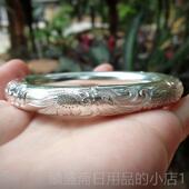 正品 纯手工足古法999银手纯 龙凤呈祥闭口覆古银饰银传承实心镯镯