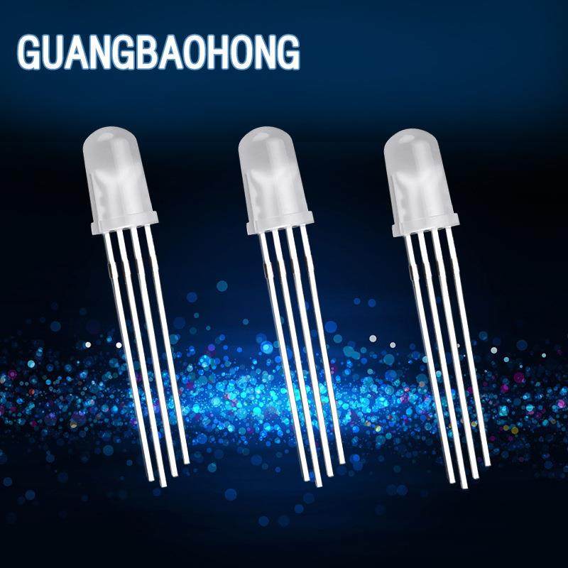 5mm全彩RGB共阴圆头雾状 四脚三色RGB彩灯 亮红绿蓝led