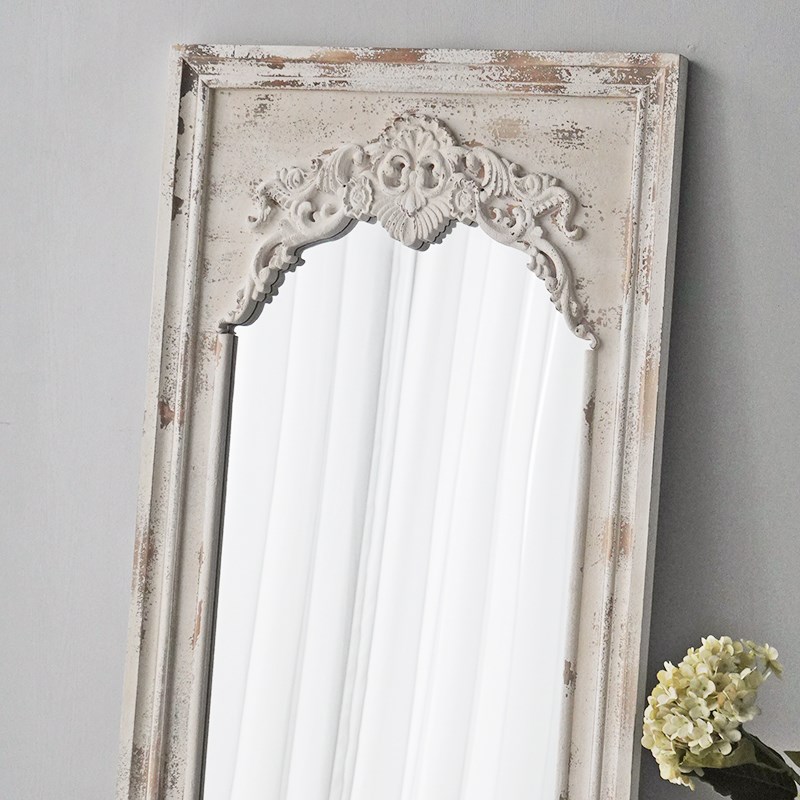 JZ0 欧式法式白色复古客厅卧室玄关穿衣镜试衣镜落地全身镜子