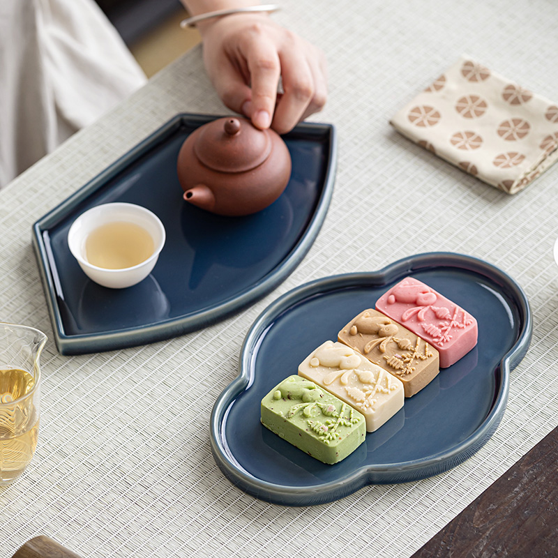 陶瓷祥云壶承干泡台如意壶承茶托盘家用养壶盘中式茶点盘糕点心盘