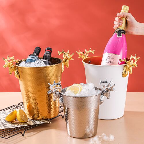 创意鹿角不锈钢冰桶商用冰块桶香槟桶啤酒桶酒吧KTV大容量冰粒桶