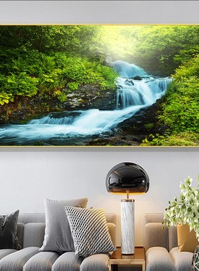 水往右边流挂画小溪流水风景客厅卧室背景墙装饰画水往左边流挂画