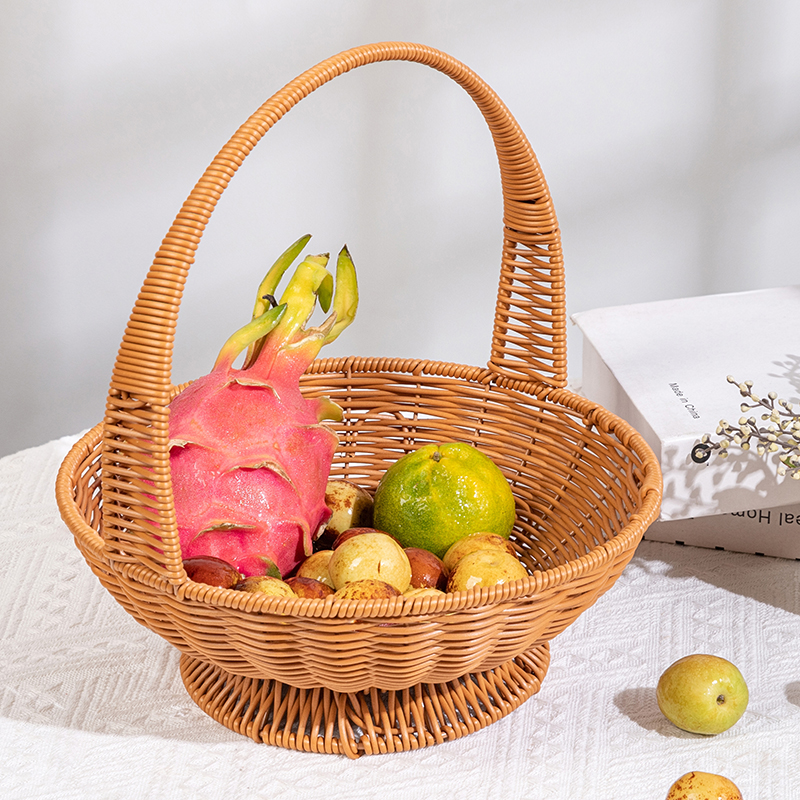 手工编织篮野餐仿藤编采摘篮子舞蹈道具家用桌面零食水果篮手提篮