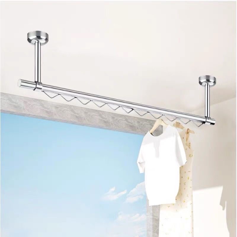 30不锈钢阳台晾衣杆波浪线顶装固定晾衣架32mm特厚1.5防风晒衣架