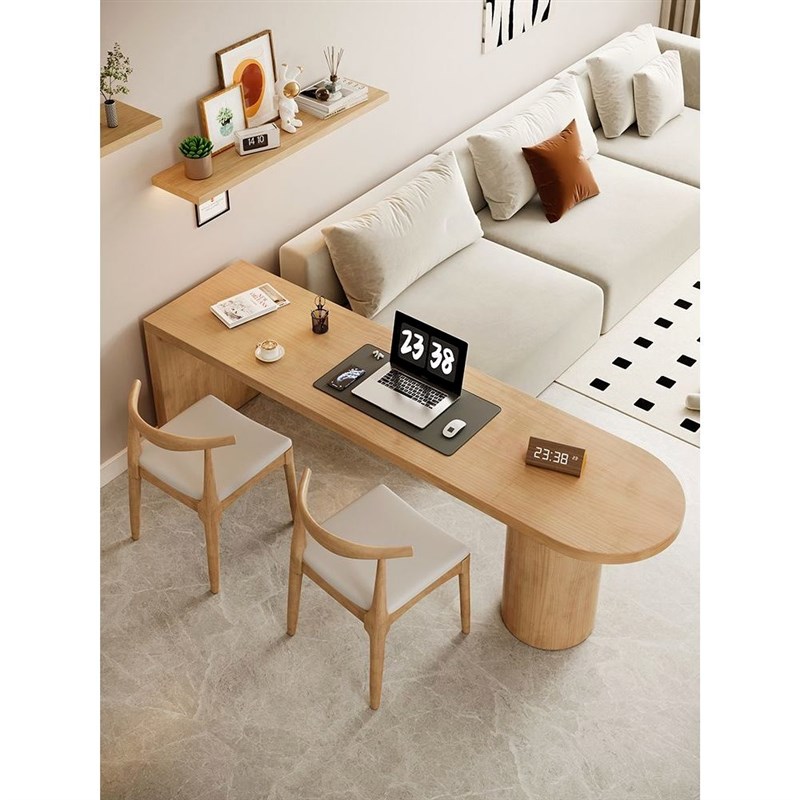 实木客厅大长书桌茶桌小户型双人电脑桌工作台家用阅读学习桌吧台