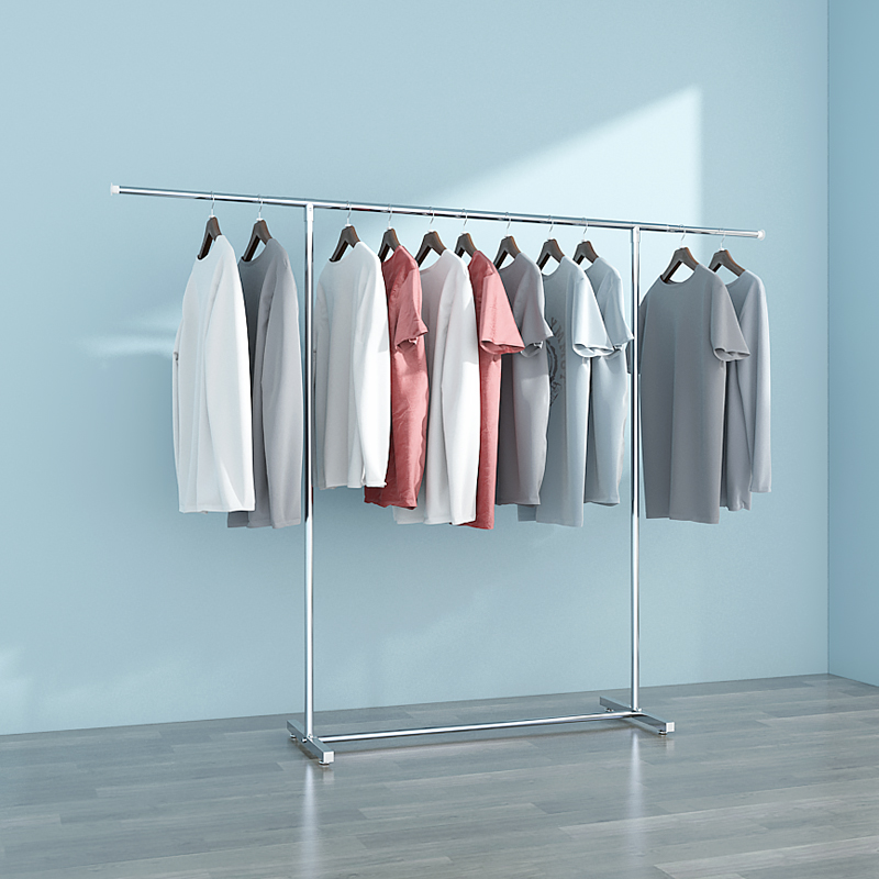 不锈钢晾衣架落地伸缩滑轮款家用挂衣架子阳台院坝晒衣架卧室单杆